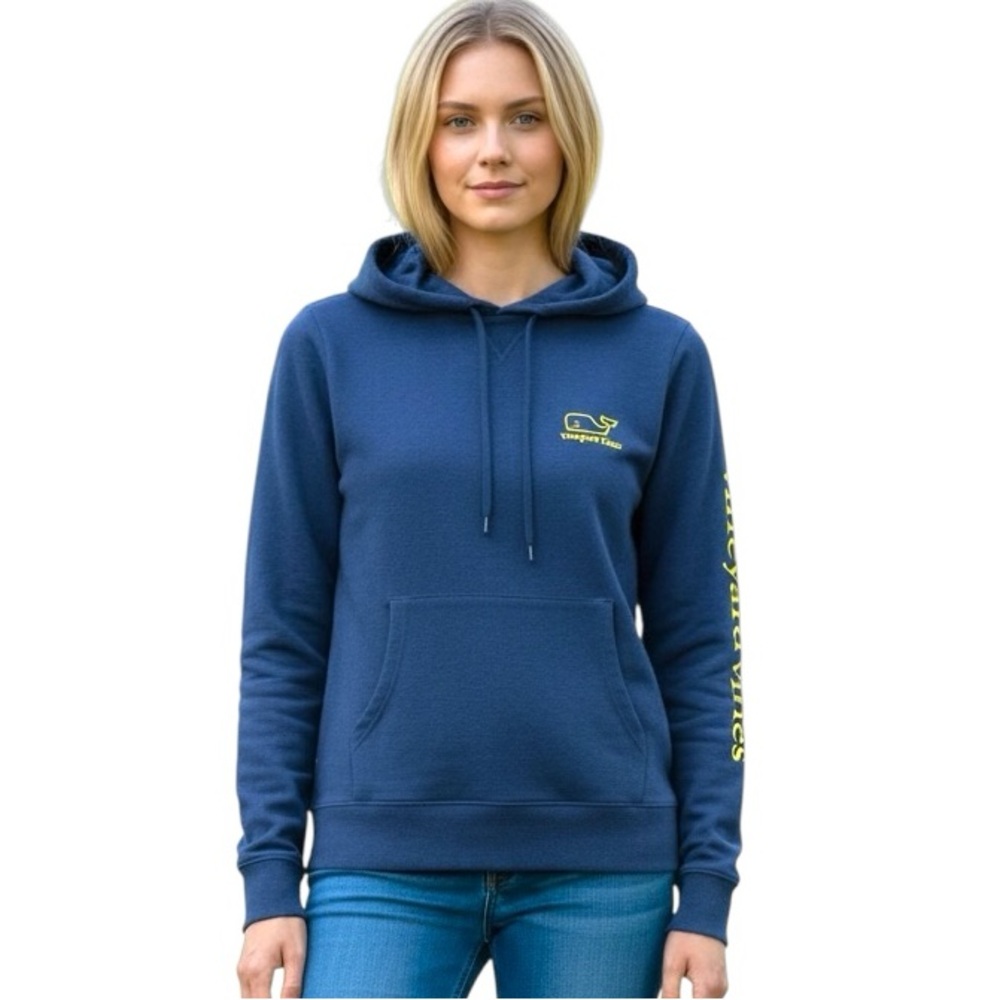 Vineyard Vines Blue Hoodie XS Whale Logo Pocket